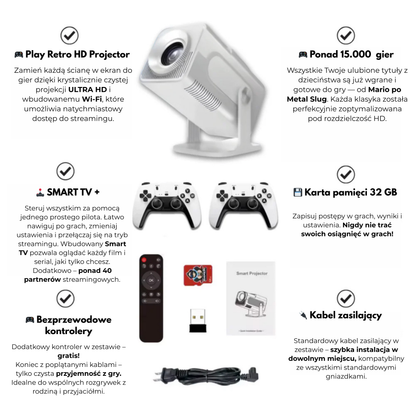 PlayRetro™ 8K Ultra HD / 15.000 Gier / Smart TV - Projektor Gier !
